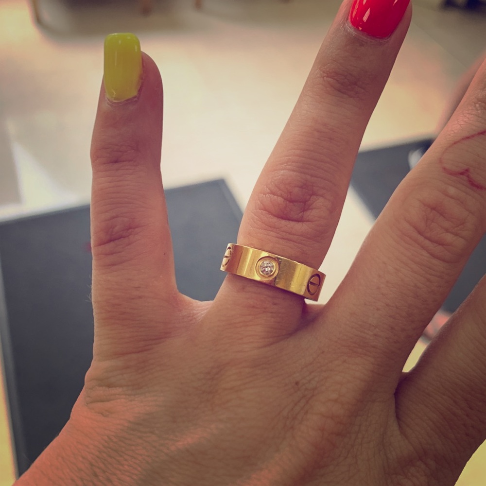 Cartier LOVE ring. Sz 5.5 3 diamonds
